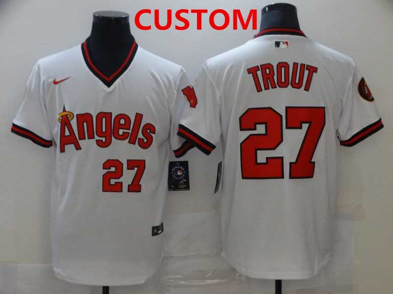 Los Angeles Angels Custom White Throwback Cooperstown Collection Stitched MLB Nike Jersey->cincinnati reds->MLB Jersey